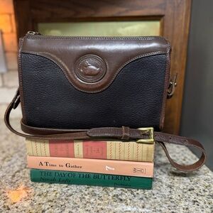 Vintage Dooney & Bourke authentic Brown Black Leather Shoulder Bag Crossbody USA